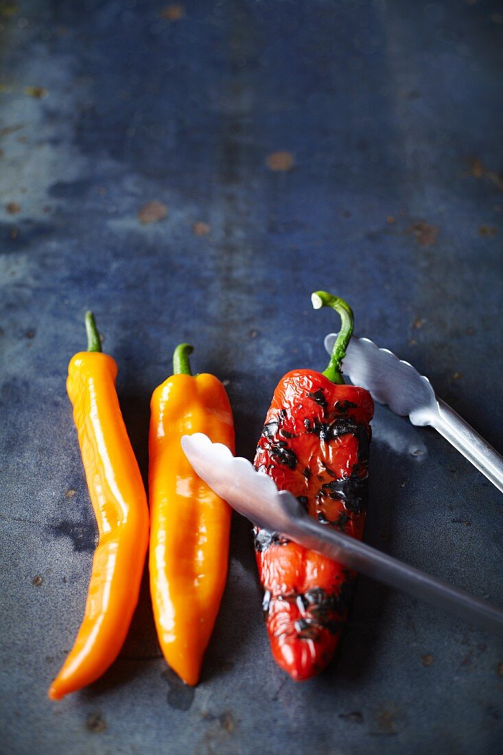 Fresh and grilled chilli peppers