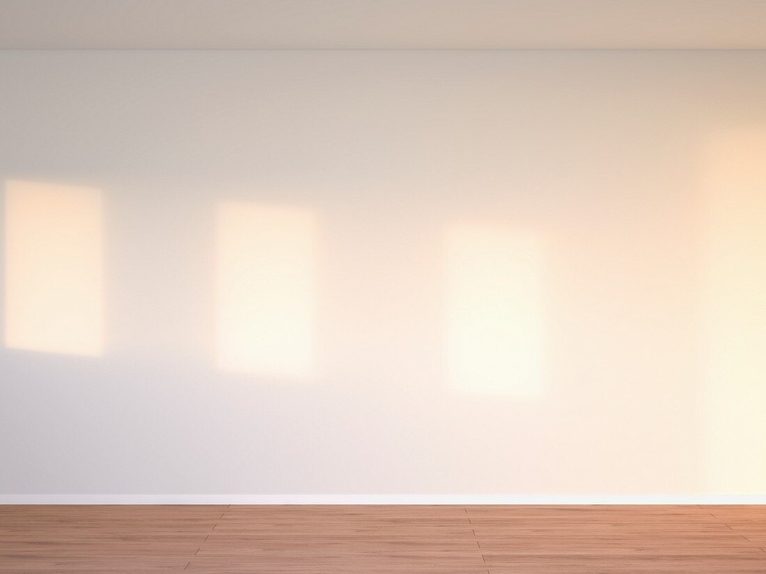 Empty room with white wall; 3D rendering