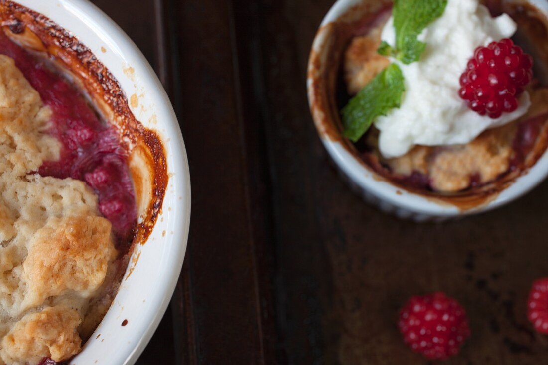 Cobblers with wild raspberries and cream (seen above)