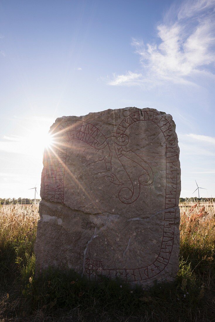 A runestone on the island of Öland in southern Sweden