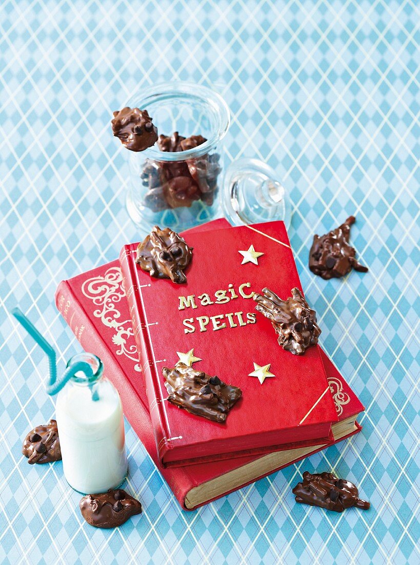 Chocolate beetles on a book of magic spells