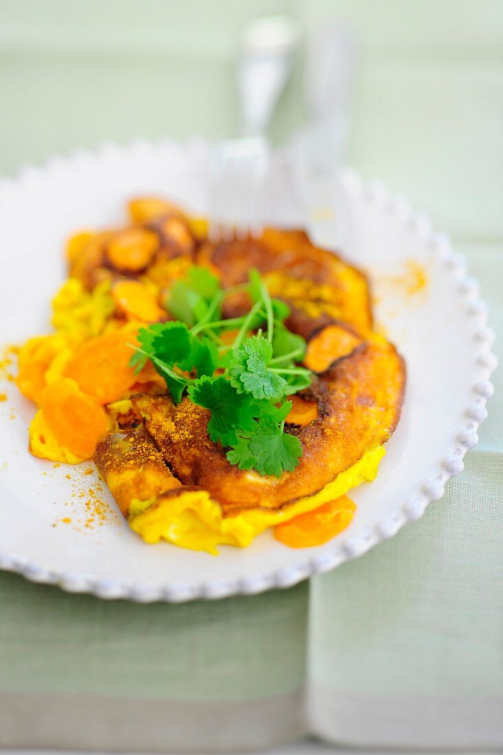 Carrot omelette with coriander