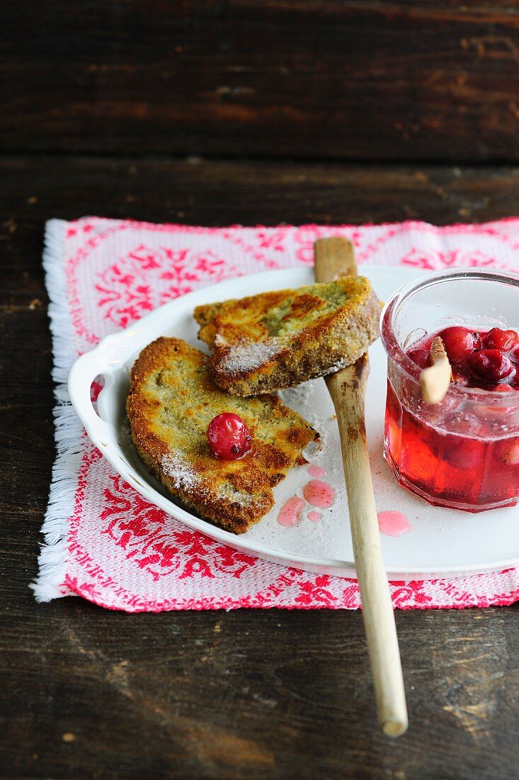 French toast with redcurrant jelly