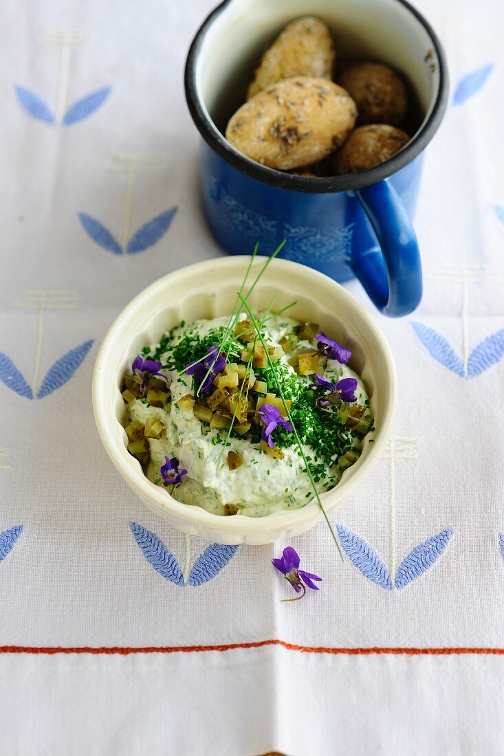 Herb quark and caraway potatoes