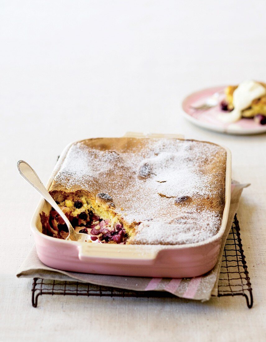 Blueberry bake in a baking dish