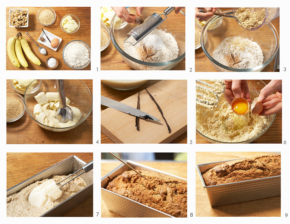 Banana bread being prepared