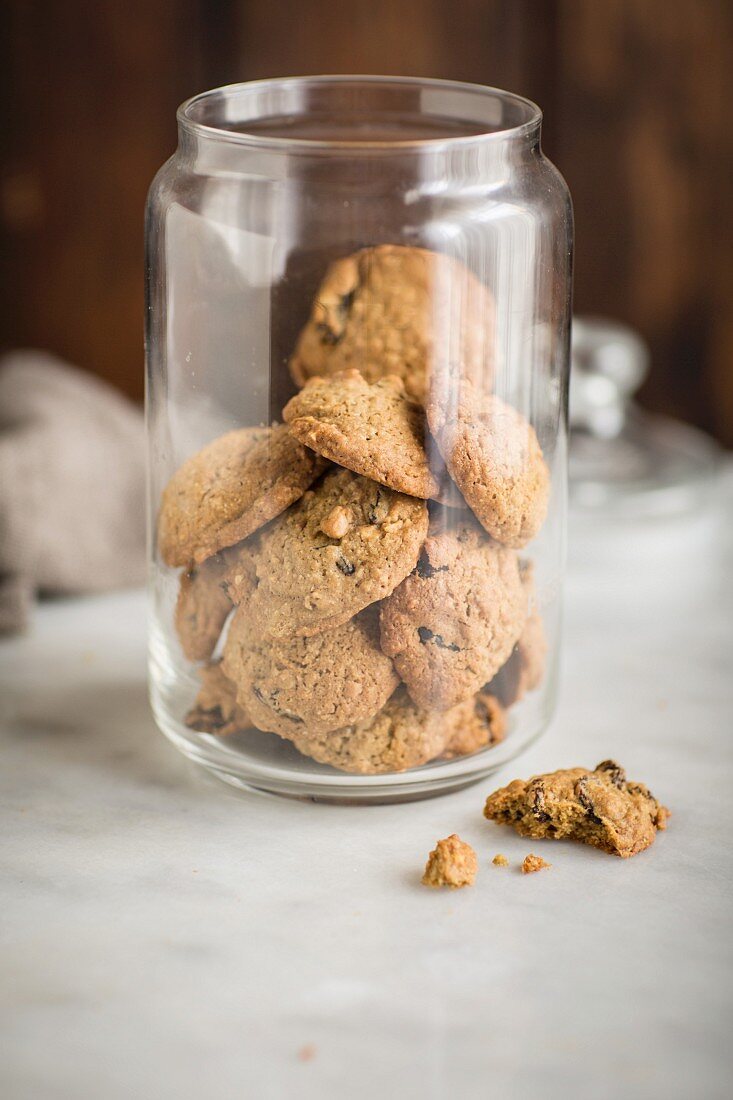Oatmeal cookies in a jar