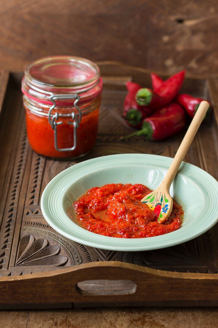 Turkish-style red pepper sauce with chilli peppers
