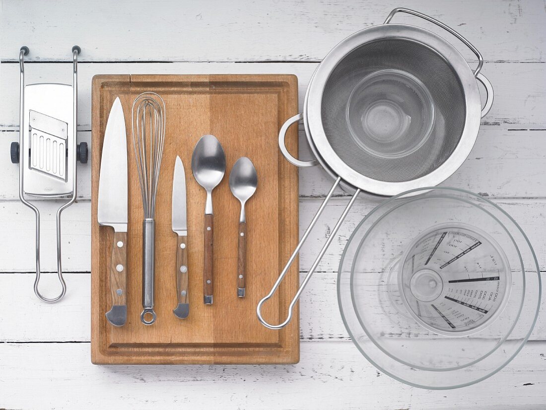 Kitchen utensils for making pasta salad