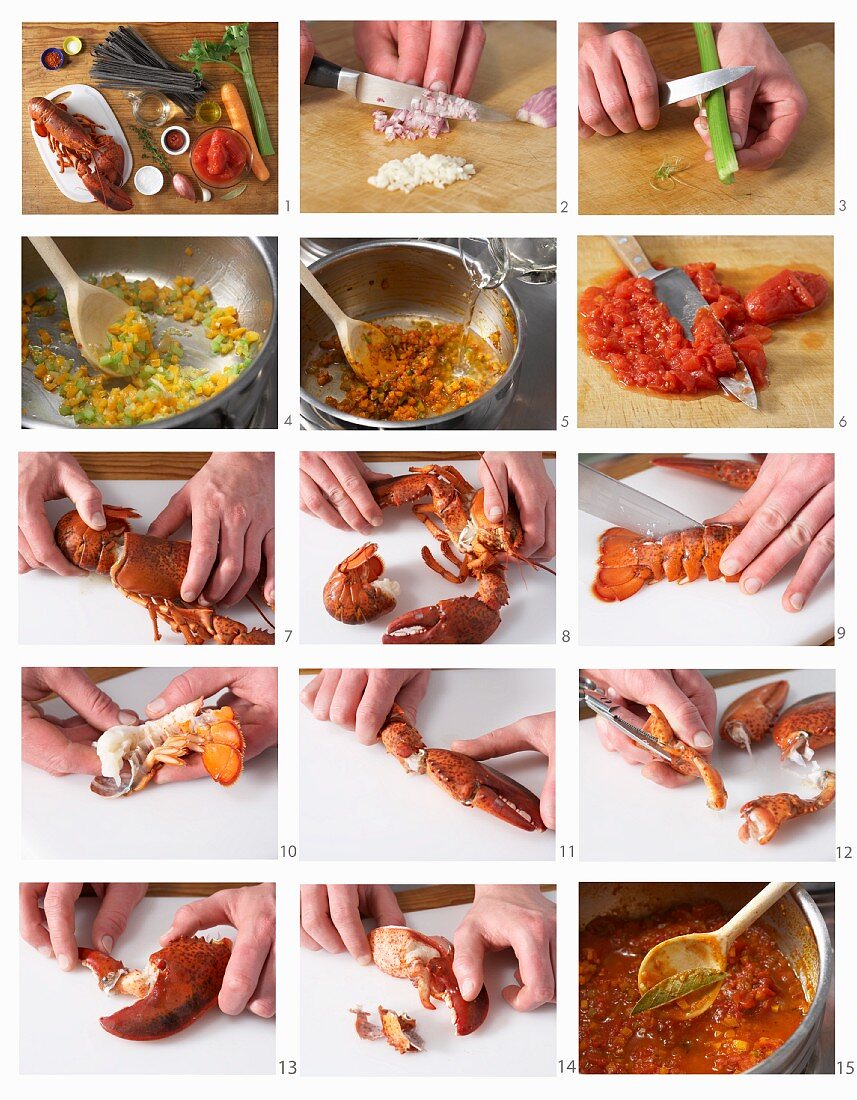 Mediterranean lobster being made