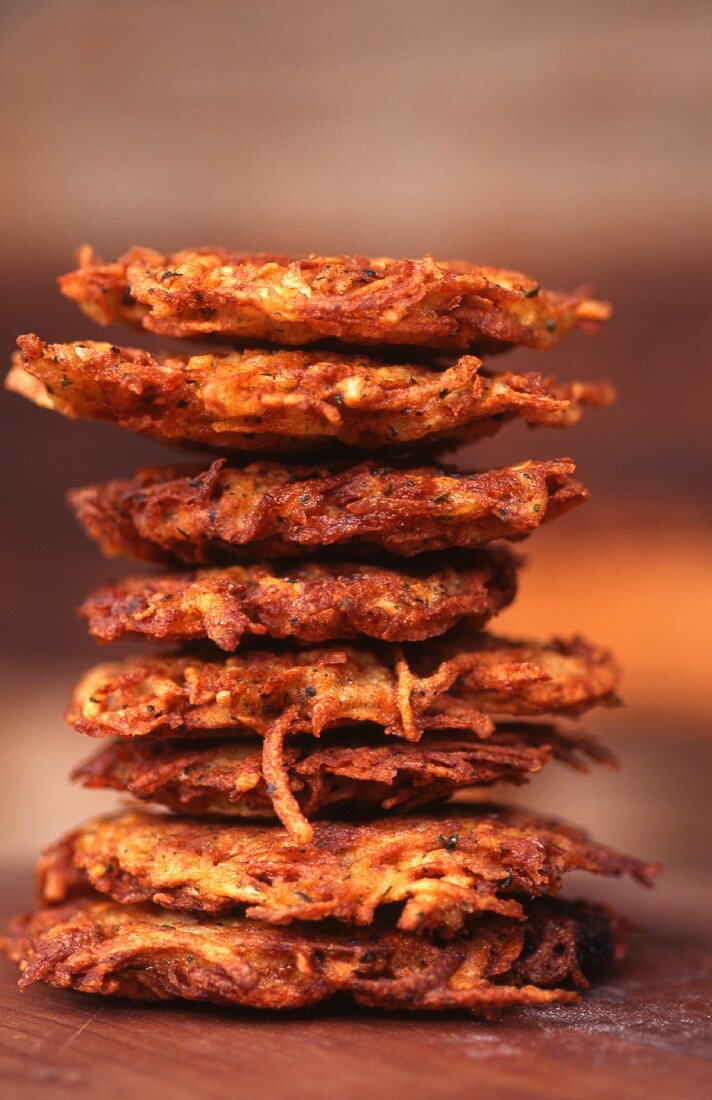 A stack of potato fritters