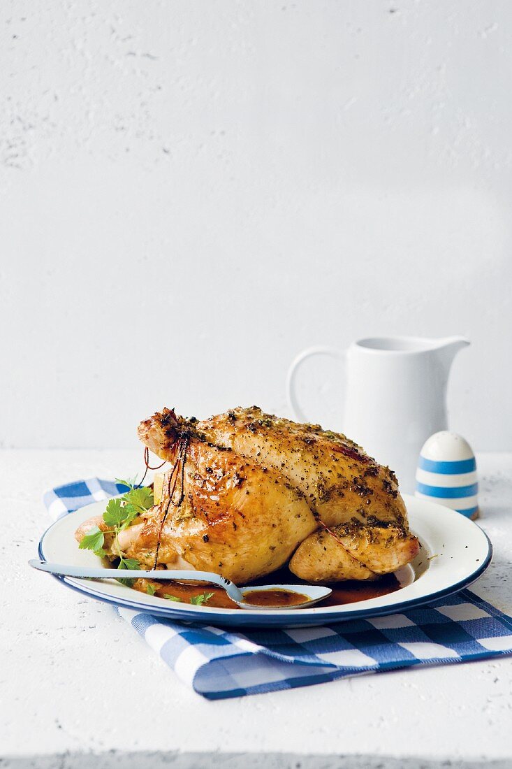 Herb roasted chicken with verjus