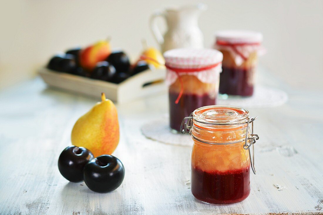 Homemade pear and plum jam