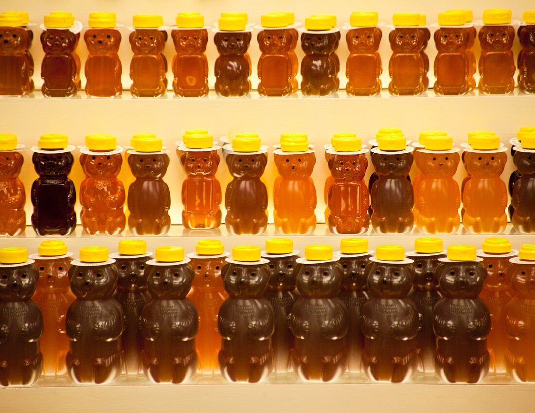 Bear-shaped honey bottles