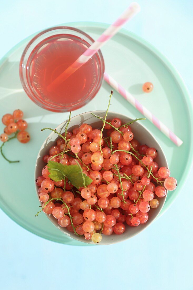 Johannisbeeren und rosa Limonade