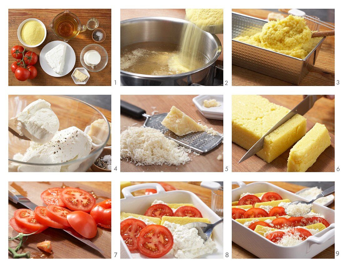 How to prepare polenta, cheese and tomato bake