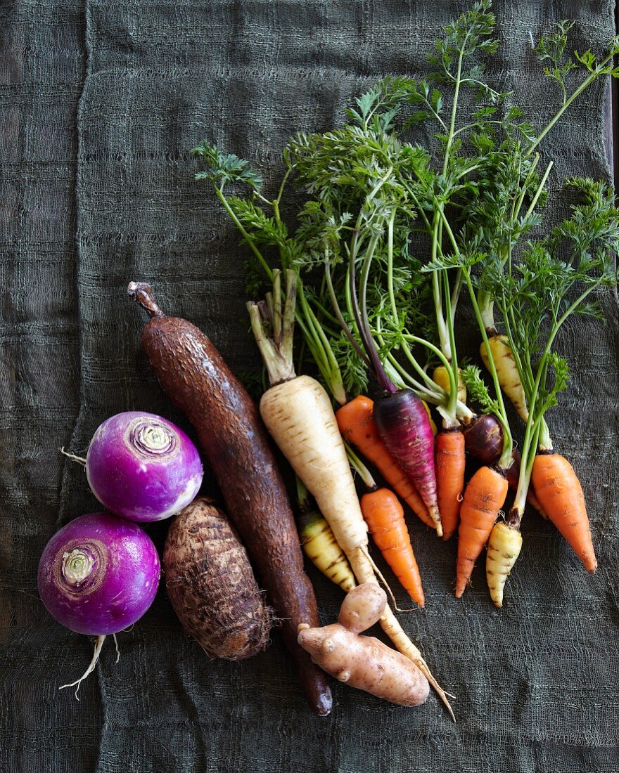 Various root vegetables
