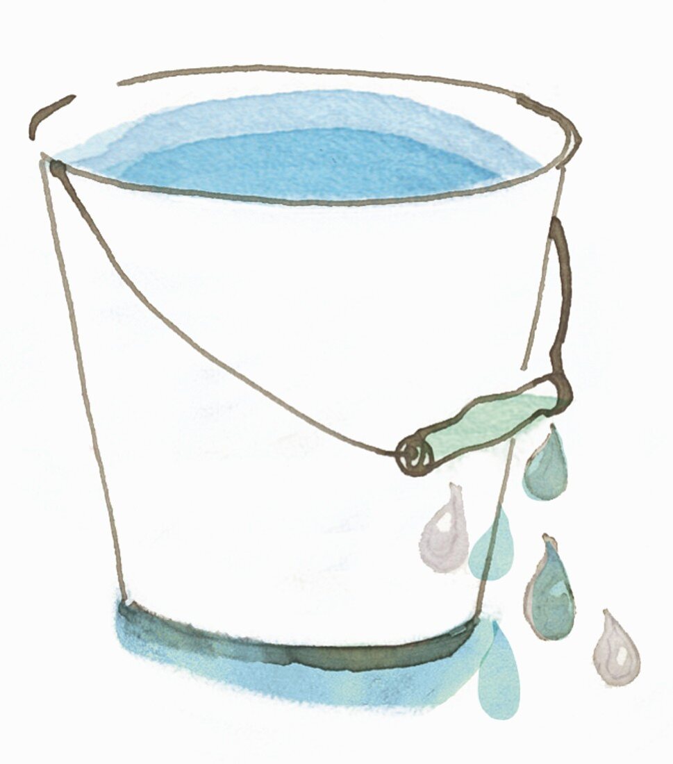 Gefüllter Wassereimer (Illustration) als Symbolbild für Ödeme