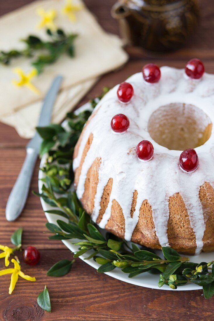 Polish Easter cake with white icing