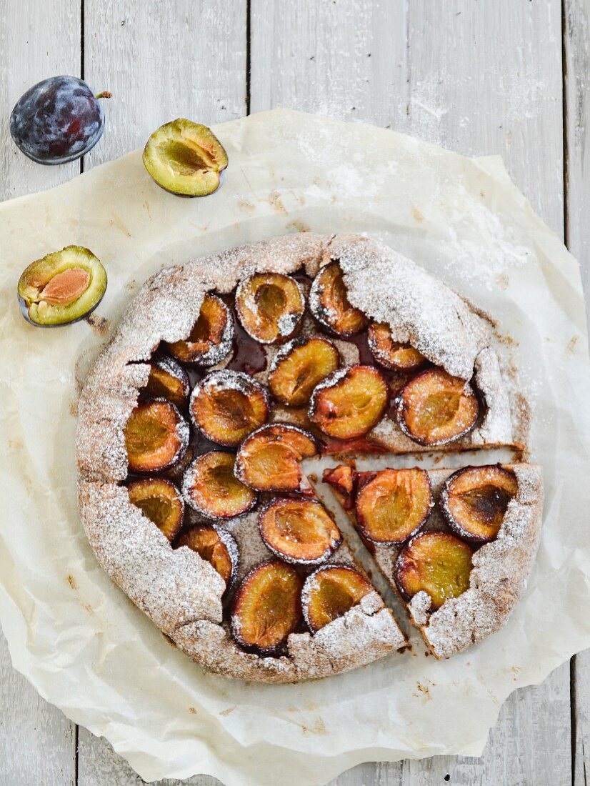 A buckwheat pastry plum tart