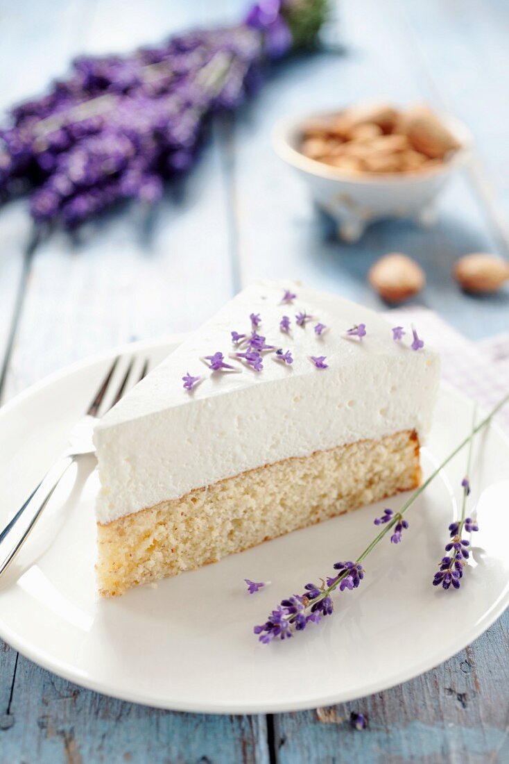 A slice of lavender cake