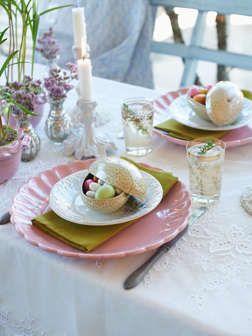 A table set for Easter with sweet treats