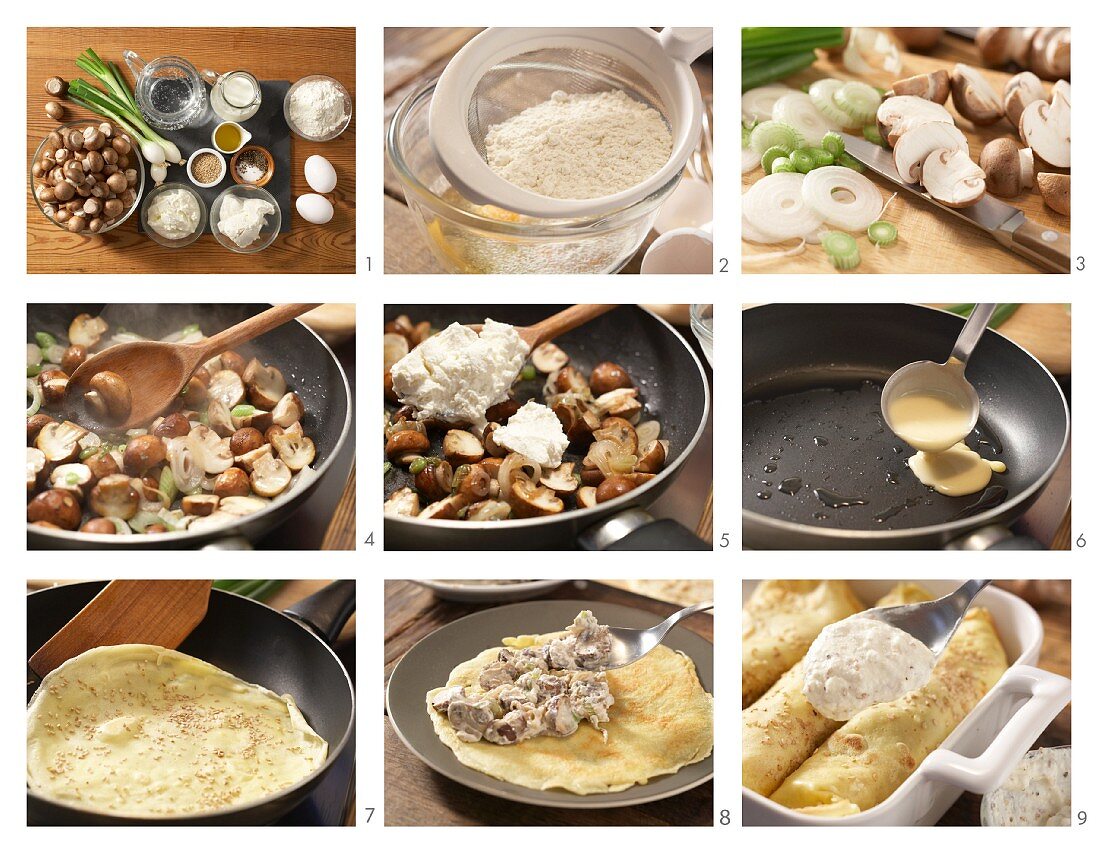 How to prepare sesame seed pancakes with mushrooms