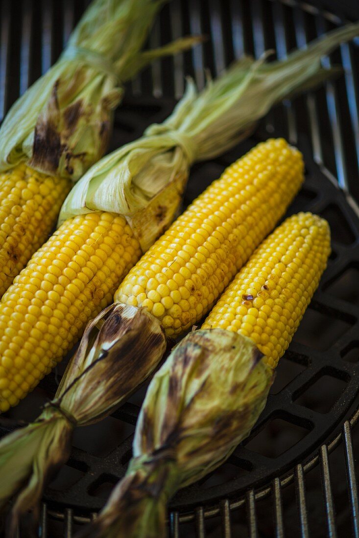Sweetcorn cobs on the barbecue