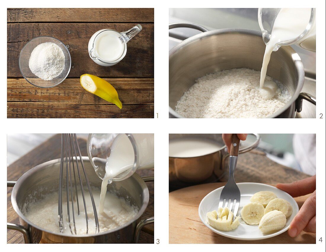 How to prepare creamed rice with banana