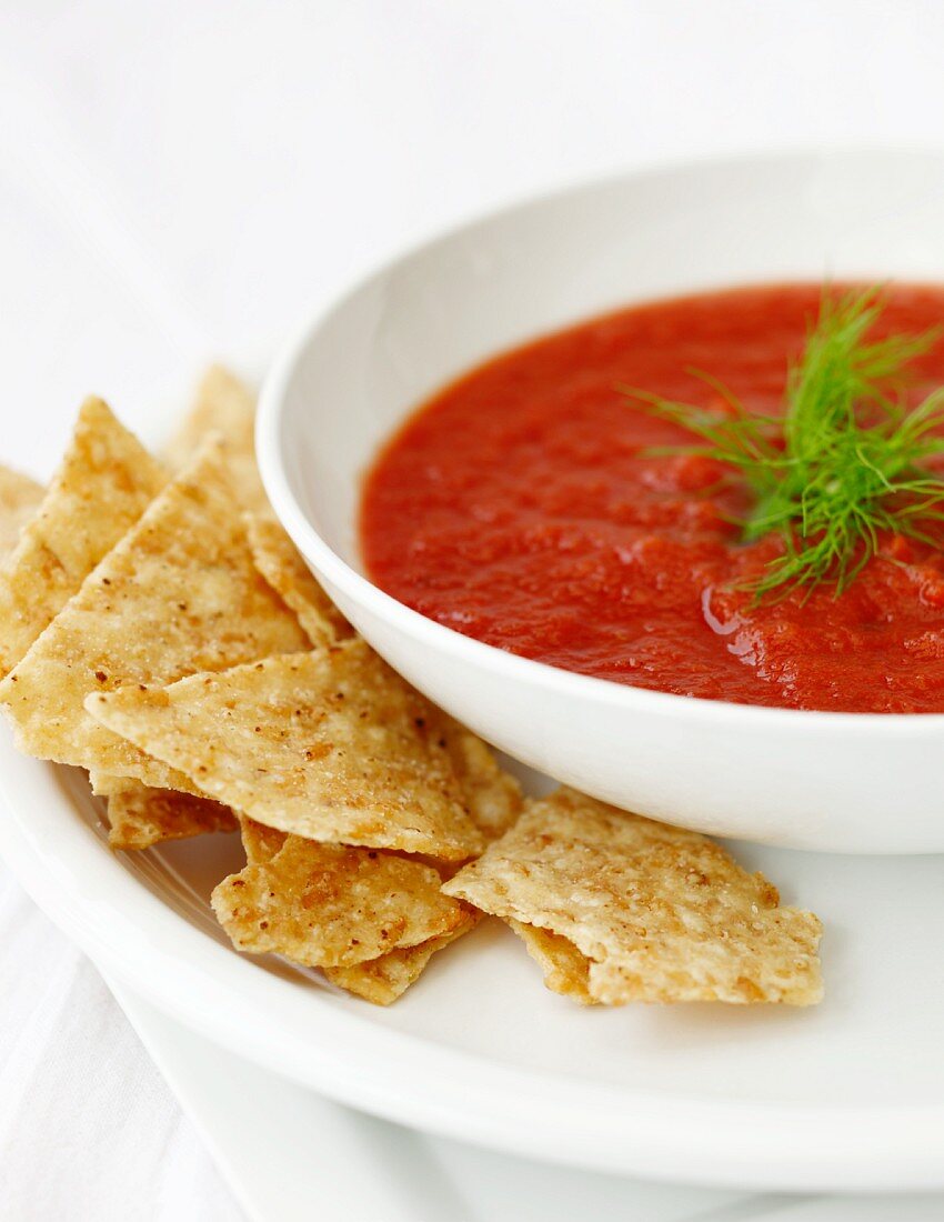 Tomatensuppe mit Tortilla Chips