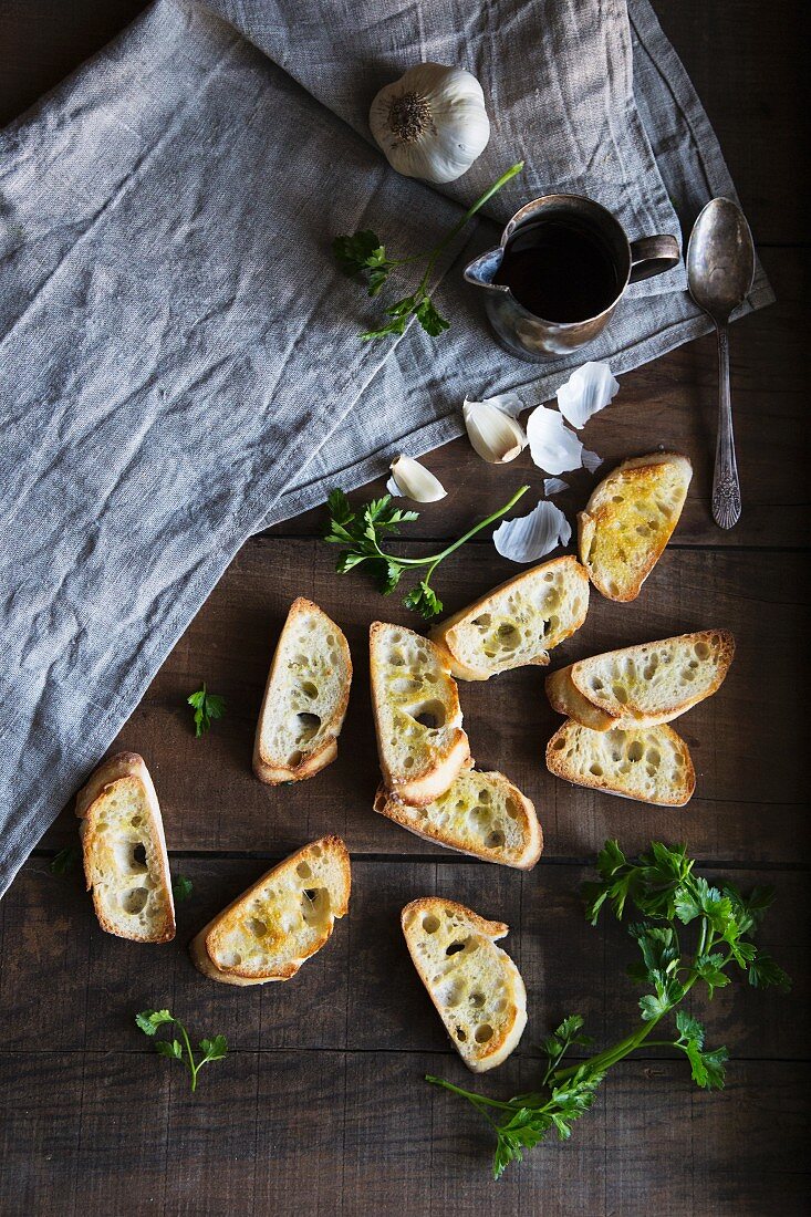 Toasted Baguette with garlic, olive oil and parsley