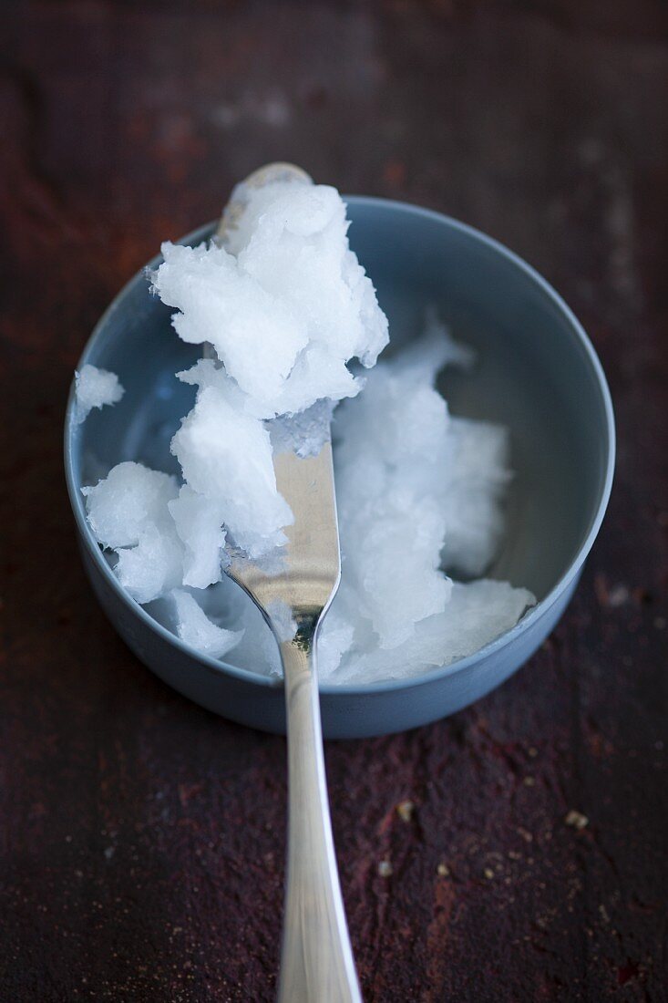 Coconut oil in a small bowl