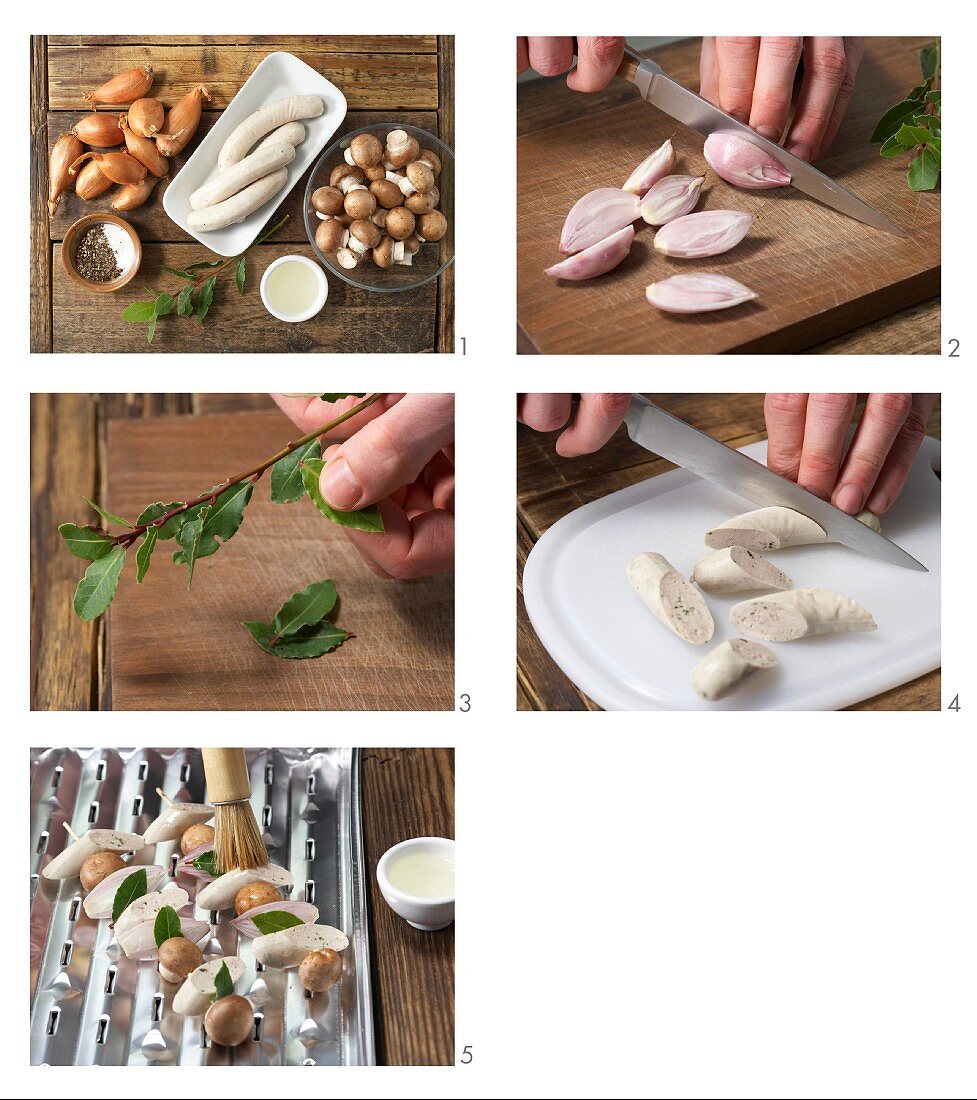 How to prepare sausage & mushroom kebabs