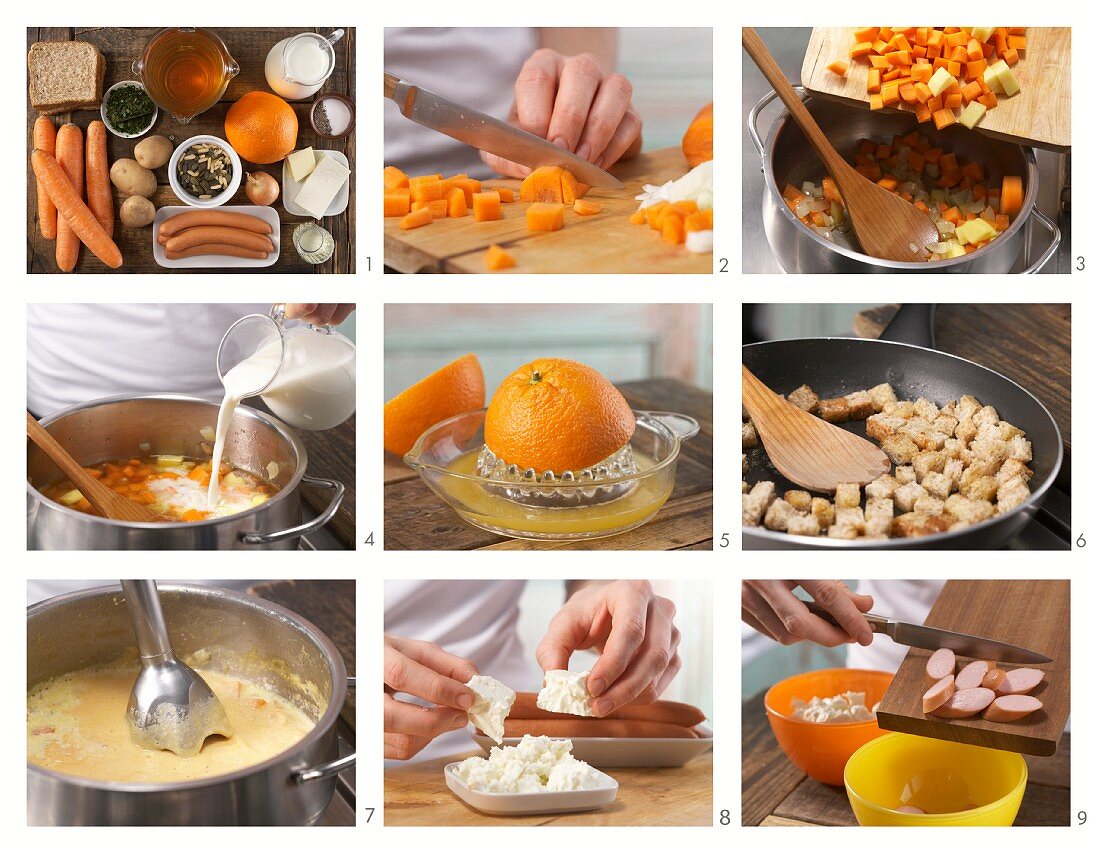 Möhren-Orangen-Suppe zubereiten