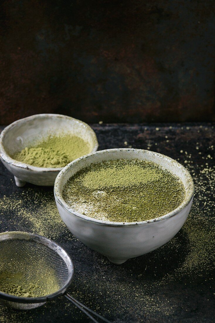 Coconut milk with matcha powder