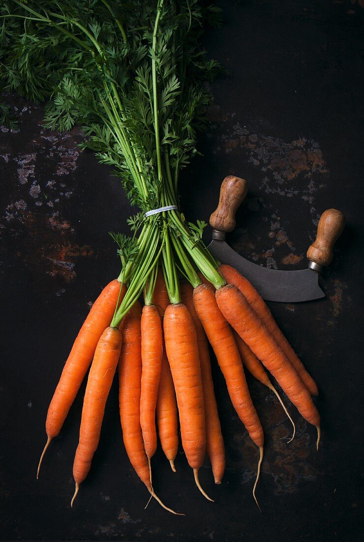 A bunch of fresh carrots