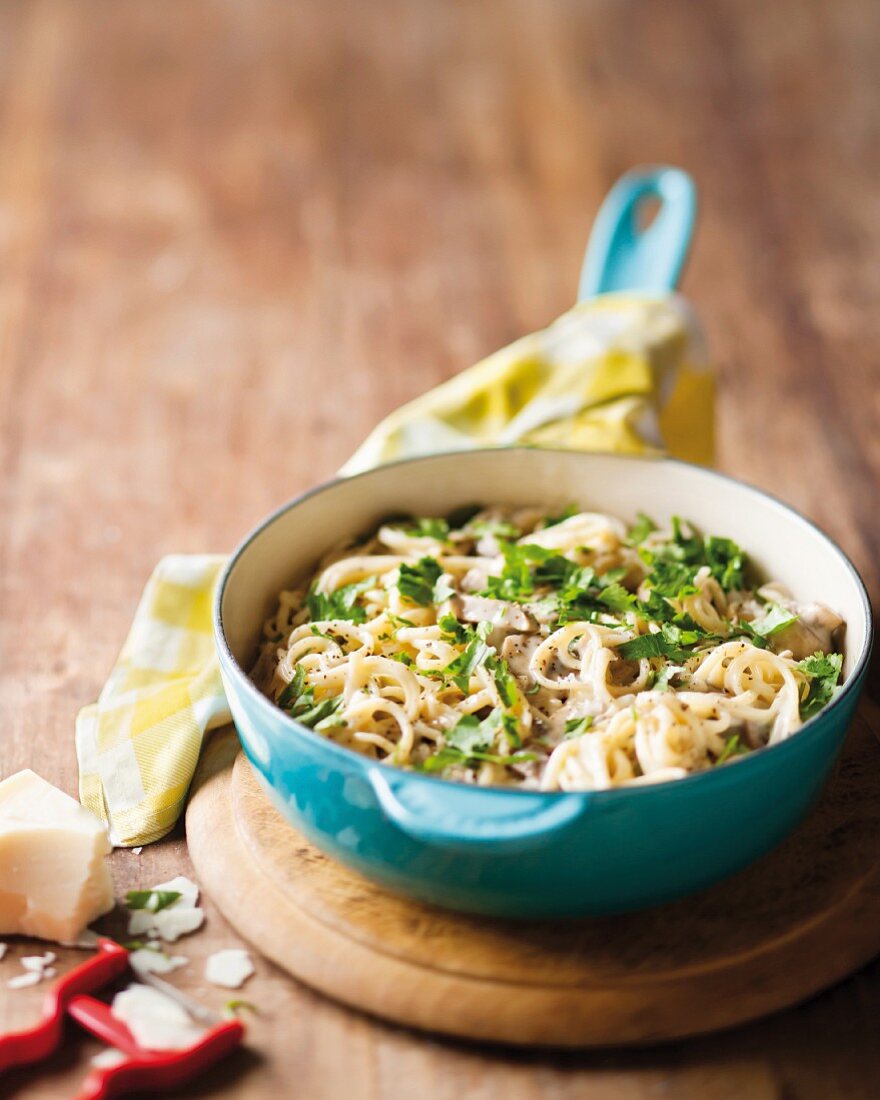 Beef Stroganoff with spaghetti