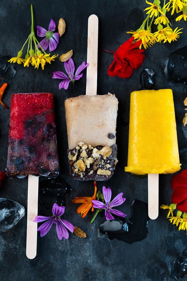 Vegan fruit ice lollies