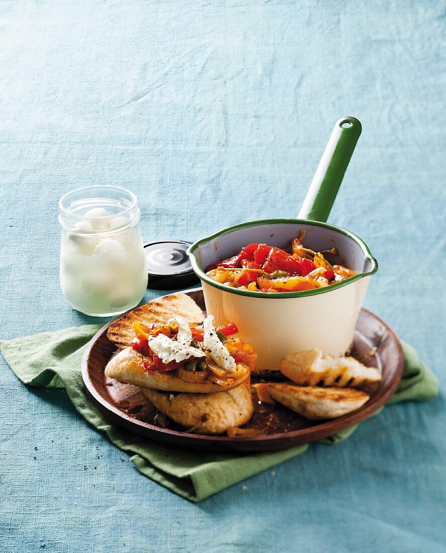 Peperonata with grilled bread