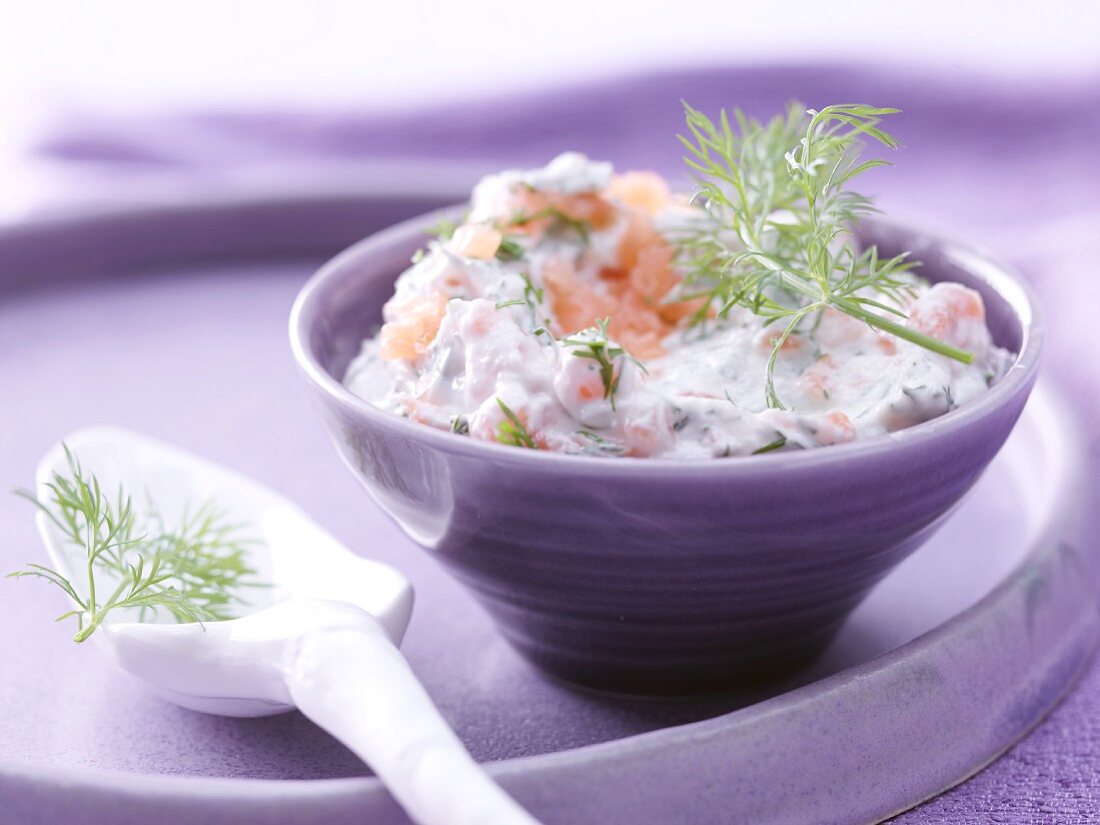 Smoked salmon and cheese cream with dill and horseradish