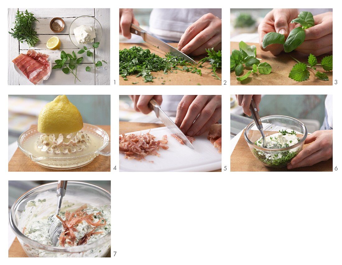 How to prepare herb and ham cream