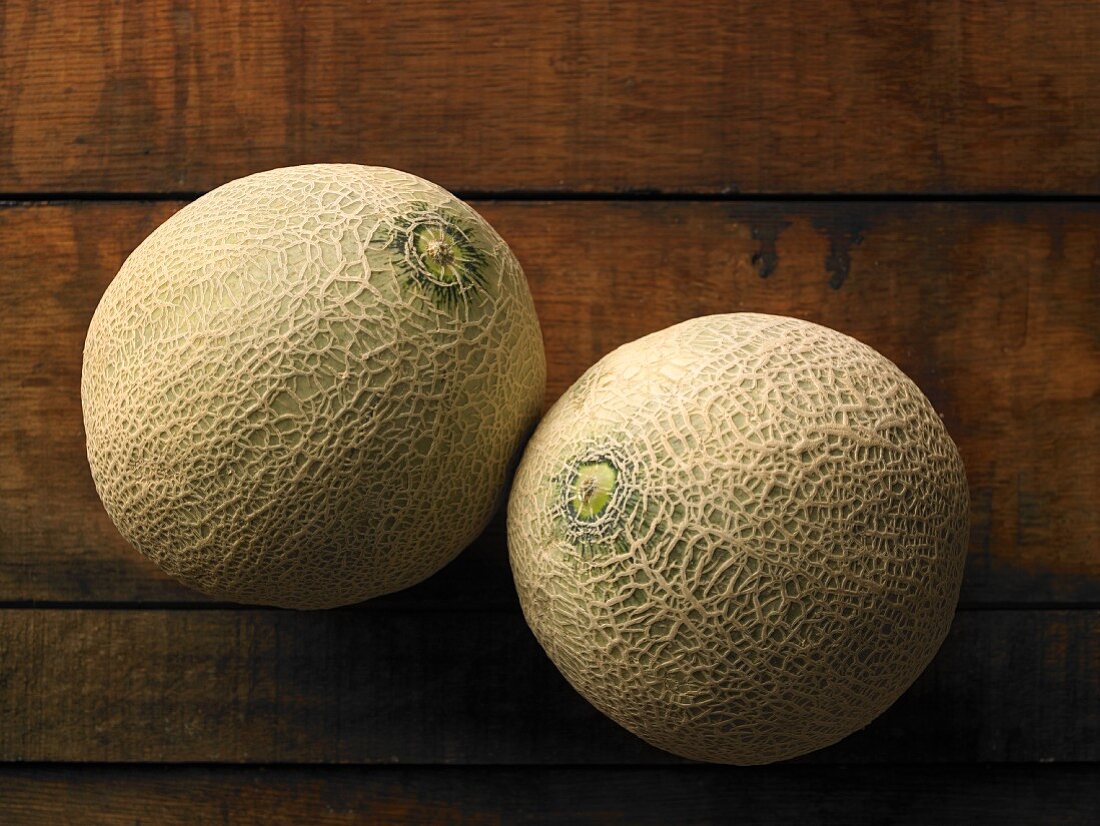 Two whole cantaloupe melons