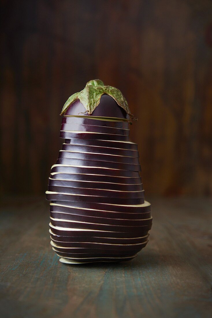 A Stack of Sliced Eggplant