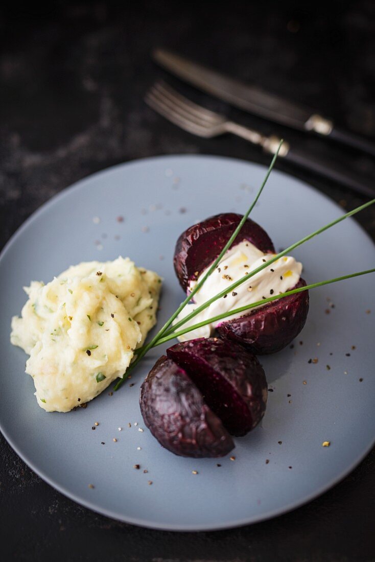 Beetroot with parsnip puree