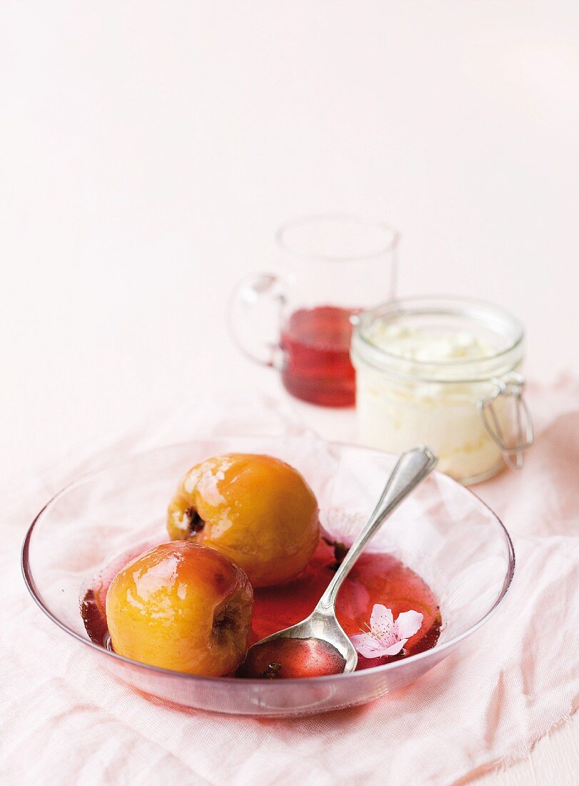 Nectarines poached in vanilla syrup