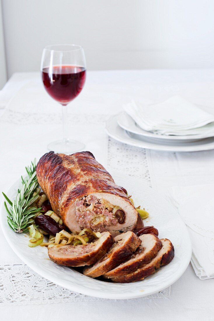 Rolled pork roast with dates