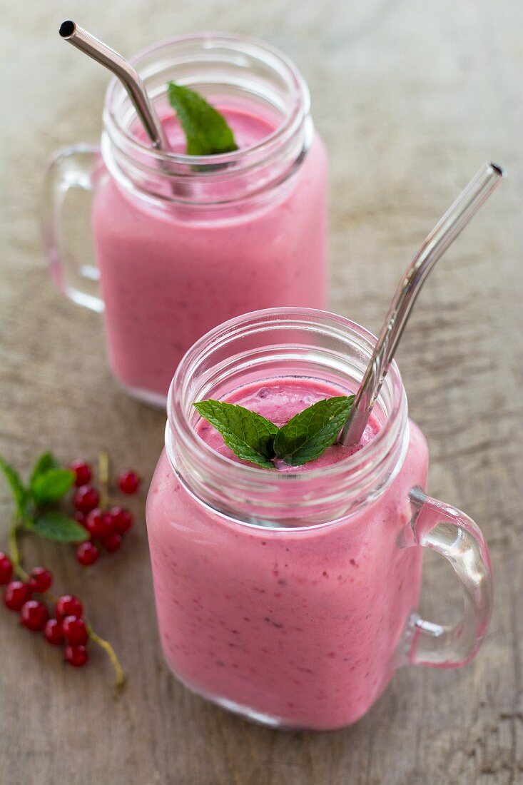 Raspberry Smoothie in a Glass; Fresh Raspberries