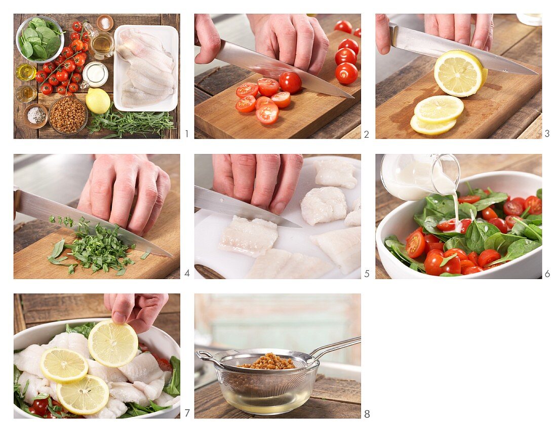 How to prepare oven-baked plaice fillets on a bed of tarragon spinach