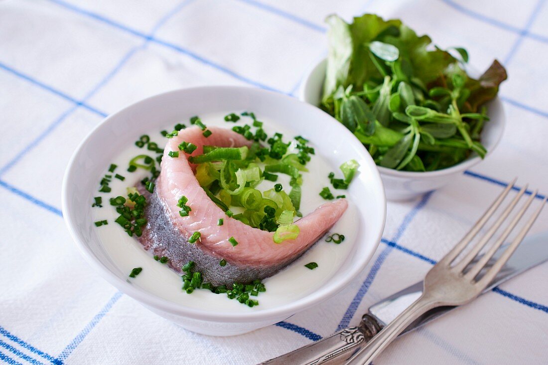 Smoked herring with chive yoghurt