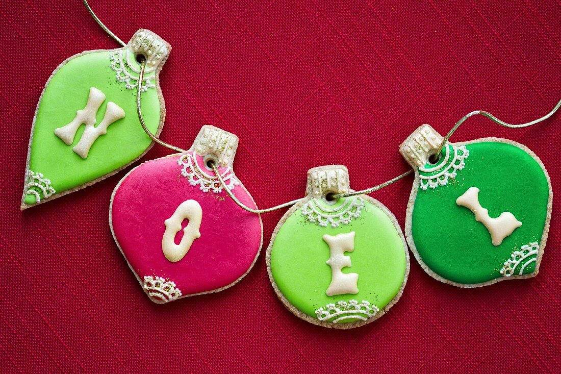 Christmas bauble cookies in red and green